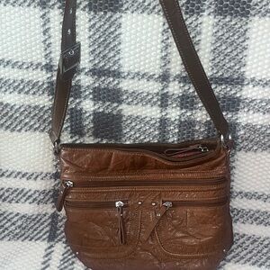 Stone & Co. Brown Leather Bag with Pink Lining